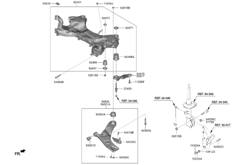 2023 Hyundai Palisade Front Suspension Crossmember Diagram