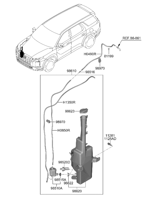 2023 Hyundai Palisade Windshield Washer Diagram