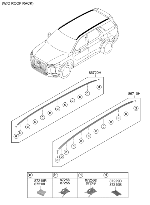 2023 Hyundai Palisade Roof Garnish & Rear Spoiler Diagram 1