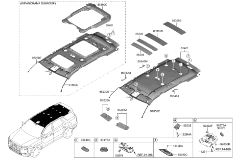 2023 Hyundai Palisade HEADLINING ASSY Diagram for 85310-S8BA0-YJY