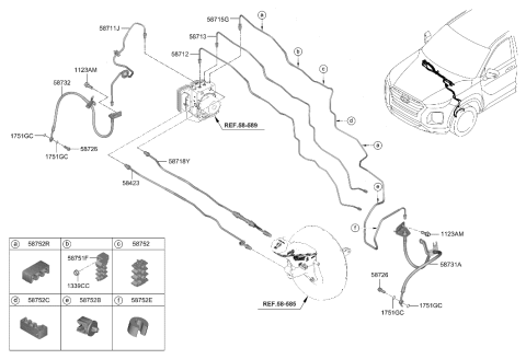 2023 Hyundai Palisade Hose-Brake Front,LH Diagram for 58731-S9000