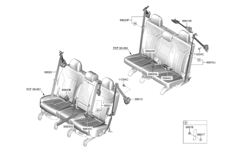 2023 Hyundai Palisade Rear Seat Belt Diagram