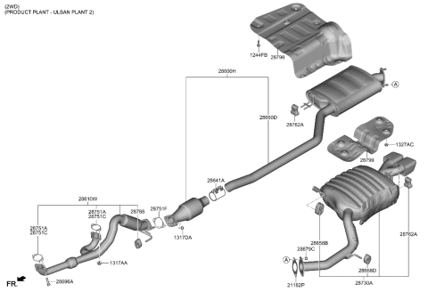 2023 Hyundai Palisade Muffler & Exhaust Pipe Diagram 1
