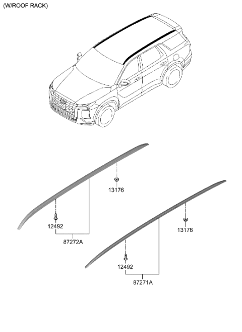 2023 Hyundai Palisade Roof Garnish & Rear Spoiler Diagram 2