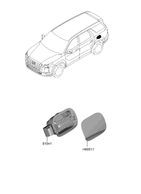 2023 Hyundai Palisade PANEL ASSY-FUEL FILLER DOOR Diagram for 69511-S8500
