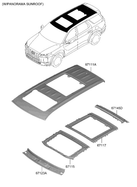 2023 Hyundai Palisade Ring Assembly-SUNROOF REINF RR Diagram for 67165-S8300