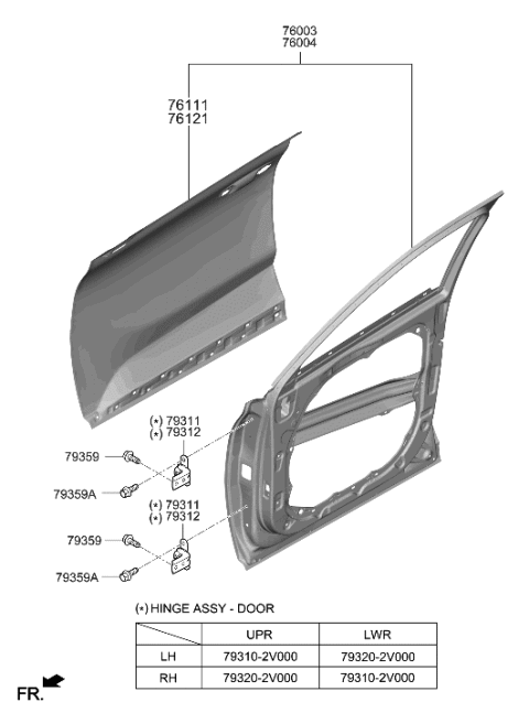 2023 Hyundai Palisade Panel-Front Door Outer,LH Diagram for 76111-S8000