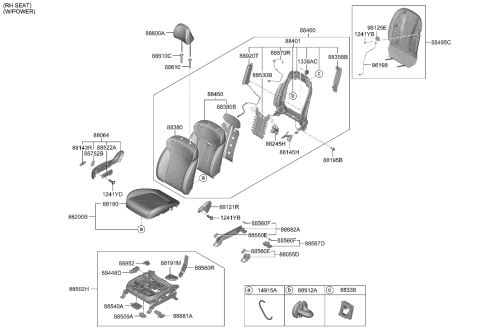 2023 Hyundai Palisade UNIT-HEATER CON Diagram for 88B70-S8AA0