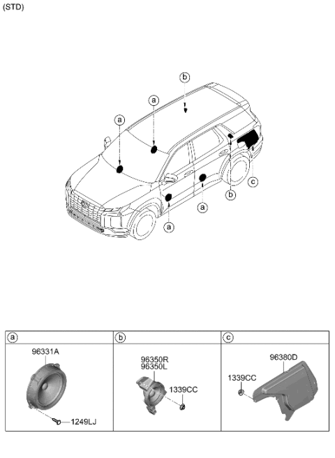 2023 Hyundai Palisade Speaker Diagram 1