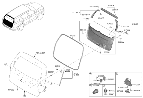 2023 Hyundai Palisade Tail Gate Trim Diagram 1