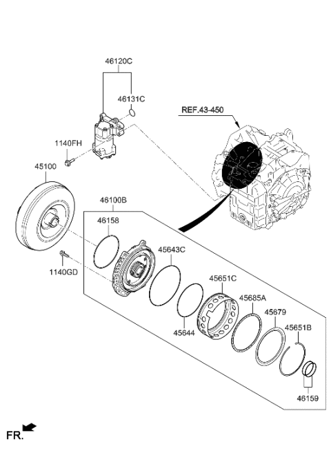 2023 Hyundai Sonata CONVERTER ASSY-TORQUE Diagram for 45100-4G350