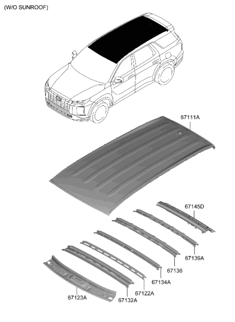 2023 Hyundai Palisade Roof Panel Diagram 1