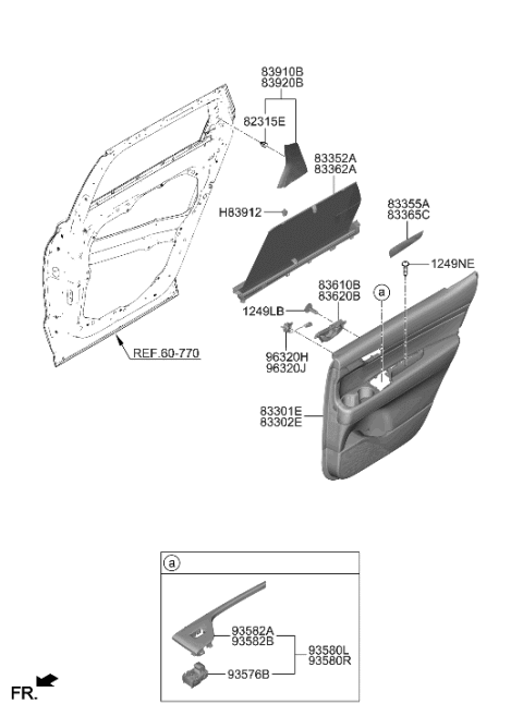 2023 Hyundai Palisade SWITCH ASSY-RR P/WDO SUB RH Diagram for 93590-S8110-LPA