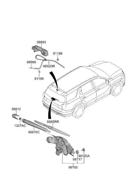 2023 Hyundai Palisade Rear Wiper & Washer Diagram