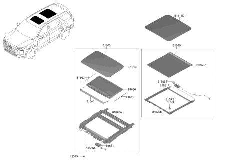 2023 Hyundai Palisade Sunroof Diagram 1