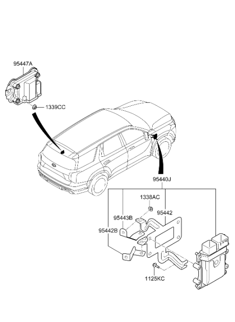 2023 Hyundai Palisade BRACKET-T/M CONTROL MODULE Diagram for 95442-4G120