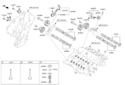 2023 Hyundai Palisade Camshaft & Valve Diagram 1