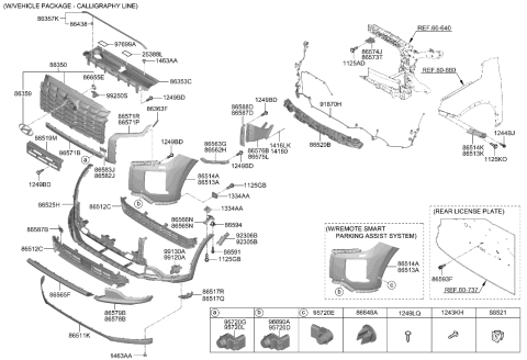 2023 Hyundai Palisade GRILLE-FRONT BUMPER Diagram for 86531-S8CB0