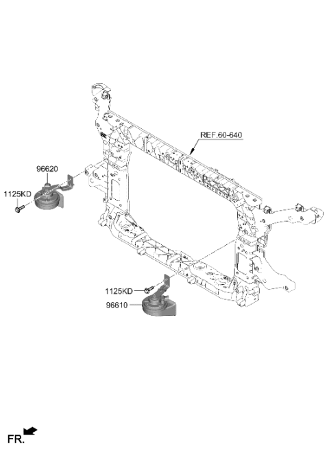 2023 Hyundai Palisade HORN ASSY-LOW PITCH Diagram for 96611-S8500