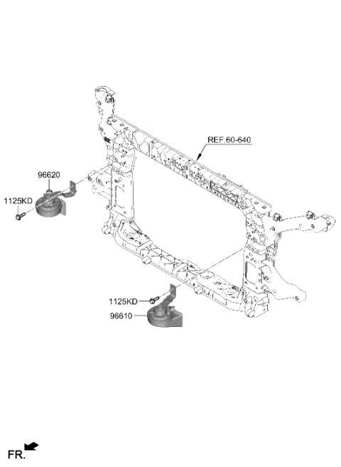 2023 Hyundai Palisade HORN ASSY-HIGH PITCH Diagram for 96621-S8500