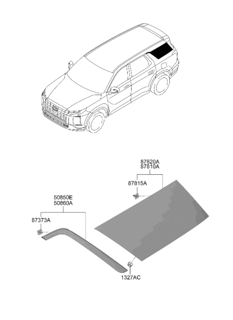 2023 Hyundai Palisade Quarter Window Diagram