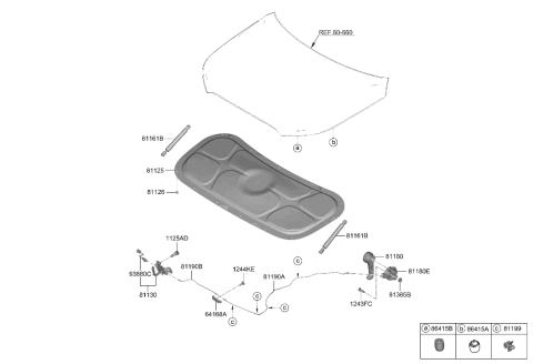 2023 Hyundai Palisade Hood Trim Diagram