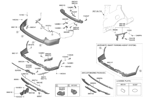 2023 Hyundai Palisade BRACKET-RR RAIL UPR MTG,LH Diagram for 86633-S8CB0