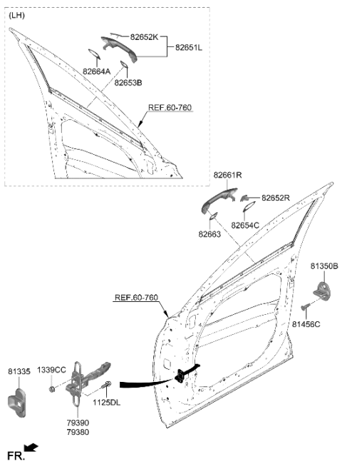 2023 Hyundai Palisade HANDLE ASSY-DOOR OUTSIDE,RH Diagram for 82660-S8500