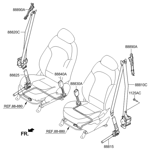 2017 Hyundai Tucson Buckle Assembly-Front Seat Belt,LH Diagram for 88830-4W500-9P