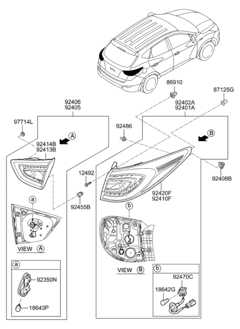 2016 Hyundai Tucson Bulb Holder And Wiring Assembly Diagram for 92490-2S500