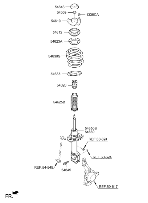 2021 Hyundai Sonata Hybrid Strut Assembly, Front, Right Diagram for 54661-4W000