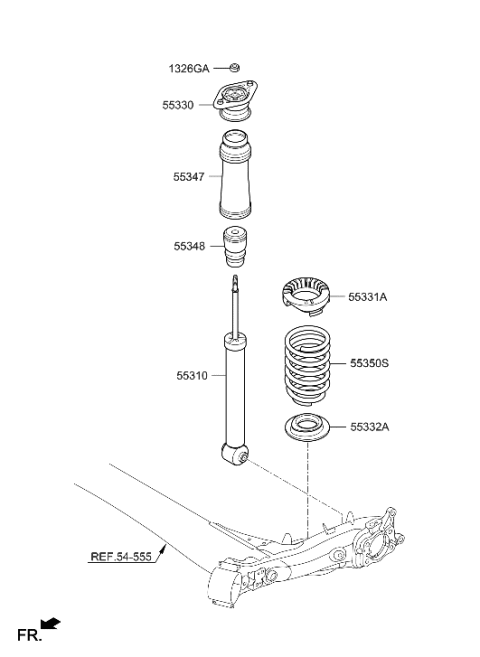 2015 Hyundai Tucson Rear Shock Absorber Assembly Diagram for 55311-4W000