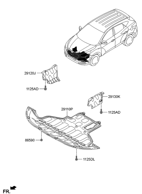 2016 Hyundai Tucson Panel Assembly-Under Cover,Front Diagram for 29110-4W000