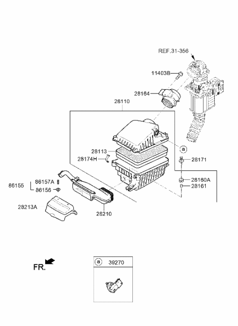 2021 Hyundai Sonata Hybrid Duct Assembly-Air Diagram for 28210-4W000