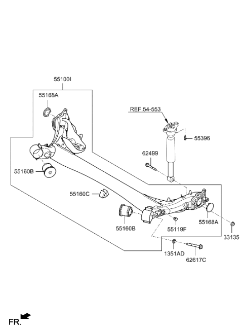2022 Hyundai Santa Fe Torsion Axle Complete Diagram for 55100-4W000