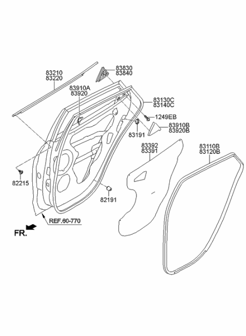 2015 Hyundai Tucson Rear Door Moulding Diagram