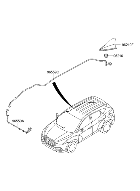 2022 Hyundai Santa Fe Roof Antenna Assembly Diagram for 96210-2S850-U5S
