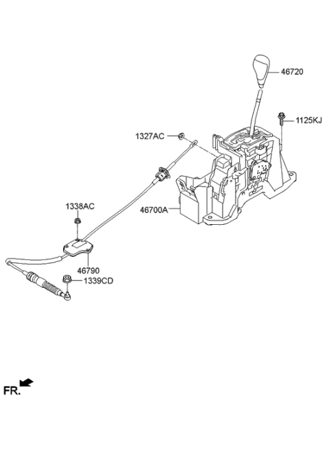 2015 Hyundai Tucson Automatic Transmission Lever Cable Assembly Diagram for 46790-4W100