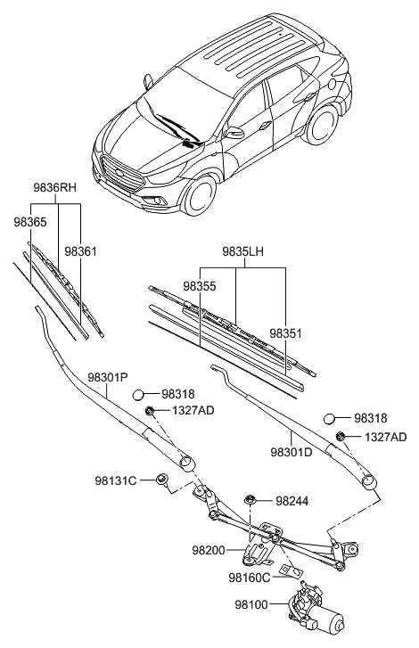 2015 Hyundai Tucson Windshield Wiper Diagram