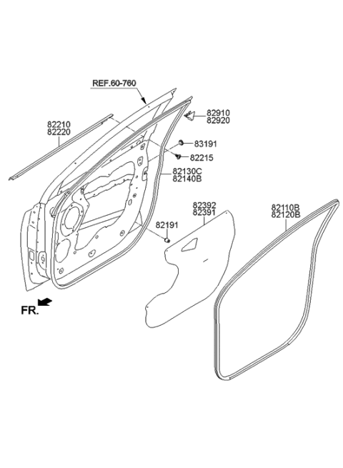 2016 Hyundai Tucson Front Door Moulding Diagram