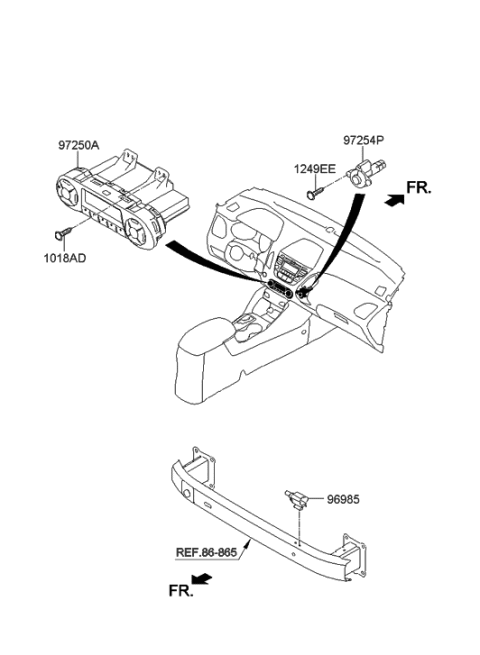 2021 Hyundai Sonata Hybrid Heater Control Assembly Diagram for 97250-4W200-TAN