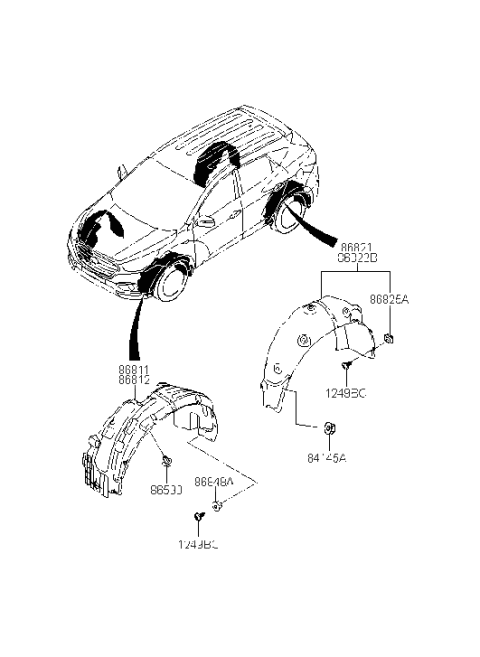 2017 Hyundai Tucson Front Wheel Guard Assembly,Left Diagram for 86811-4W000