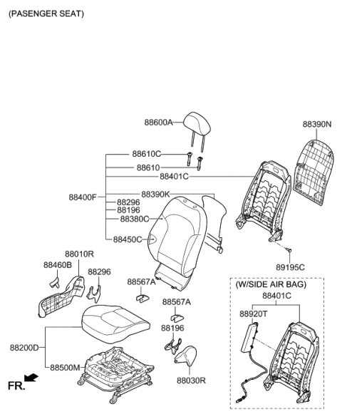 2017 Hyundai Tucson Back Assembly-Front Seat Passenger Diagram for 88304-4W051-TMC