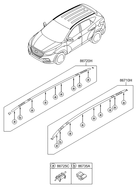 2016 Hyundai Tucson Roof Garnish & Rear Spoiler Diagram 1