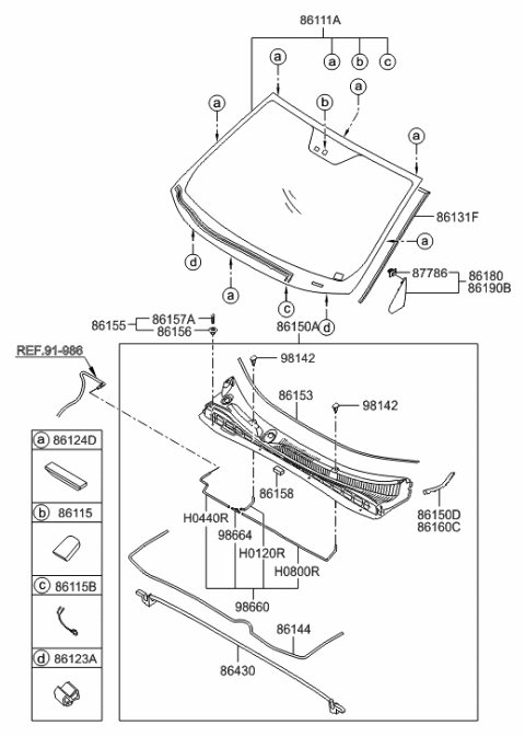 2016 Hyundai Tucson Windshield Glass Diagram