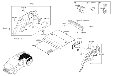 2015 Hyundai Tucson Cover Assembly-Luggage Diagram for 85743-4W000-9P