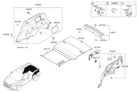 2015 Hyundai Tucson Cover Net-Hook Diagram for 85735-4W000-9P