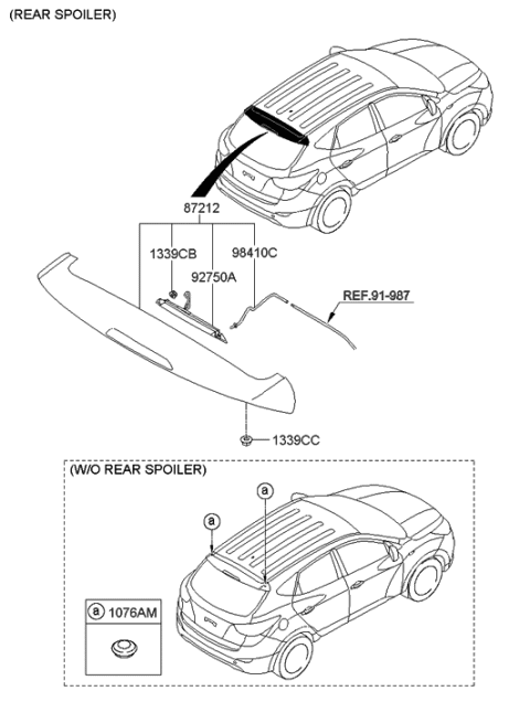2015 Hyundai Tucson Rear Spoiler Assembly Diagram for 87210-2S000