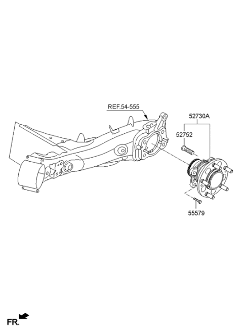 2017 Hyundai Tucson Rear Wheel Hub And Bearing Assembly Diagram for 52730-4W000