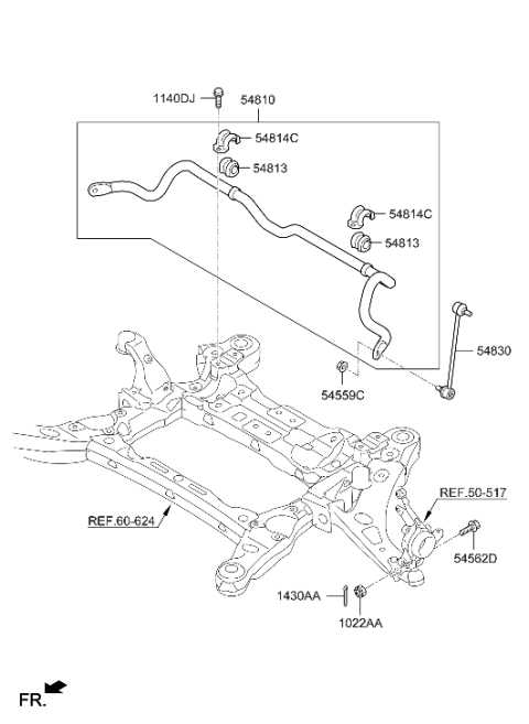 2021 Hyundai Veloster Bar Assembly-Front Stabilizer Diagram for 54810-4W000